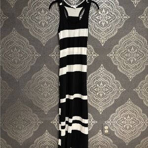a'gaci Monochrome Striped Maxi Dress